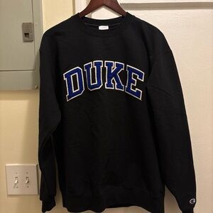 Vintage Champion Duke University Men's Black Crewneck Sweater size Large